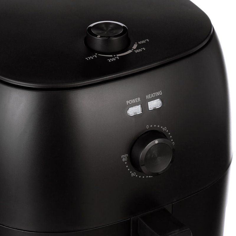 Compact Black Air Fryer with Presets and Auto Shutoff