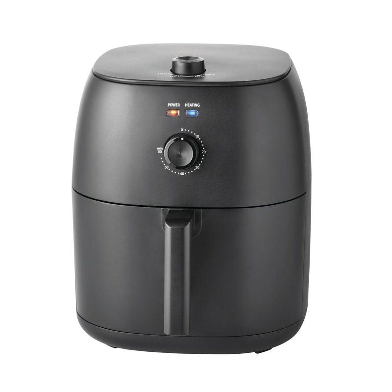Compact Black Air Fryer with Presets and Auto Shutoff