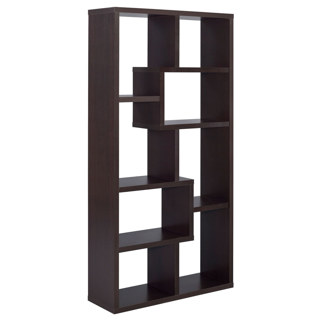 Geometric 10-Shelf Bookcase with Captivating Display