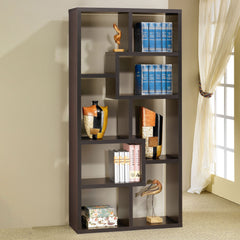 Geometric 10-Shelf Bookcase with Captivating Display