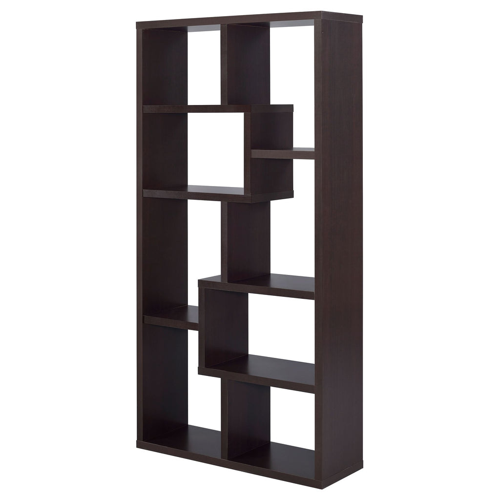 Geometric 10-Shelf Bookcase with Captivating Display