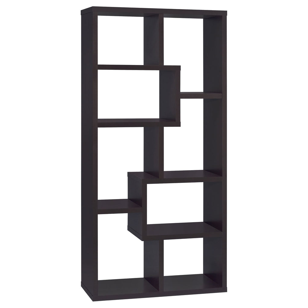 Geometric 10-Shelf Bookcase with Captivating Display