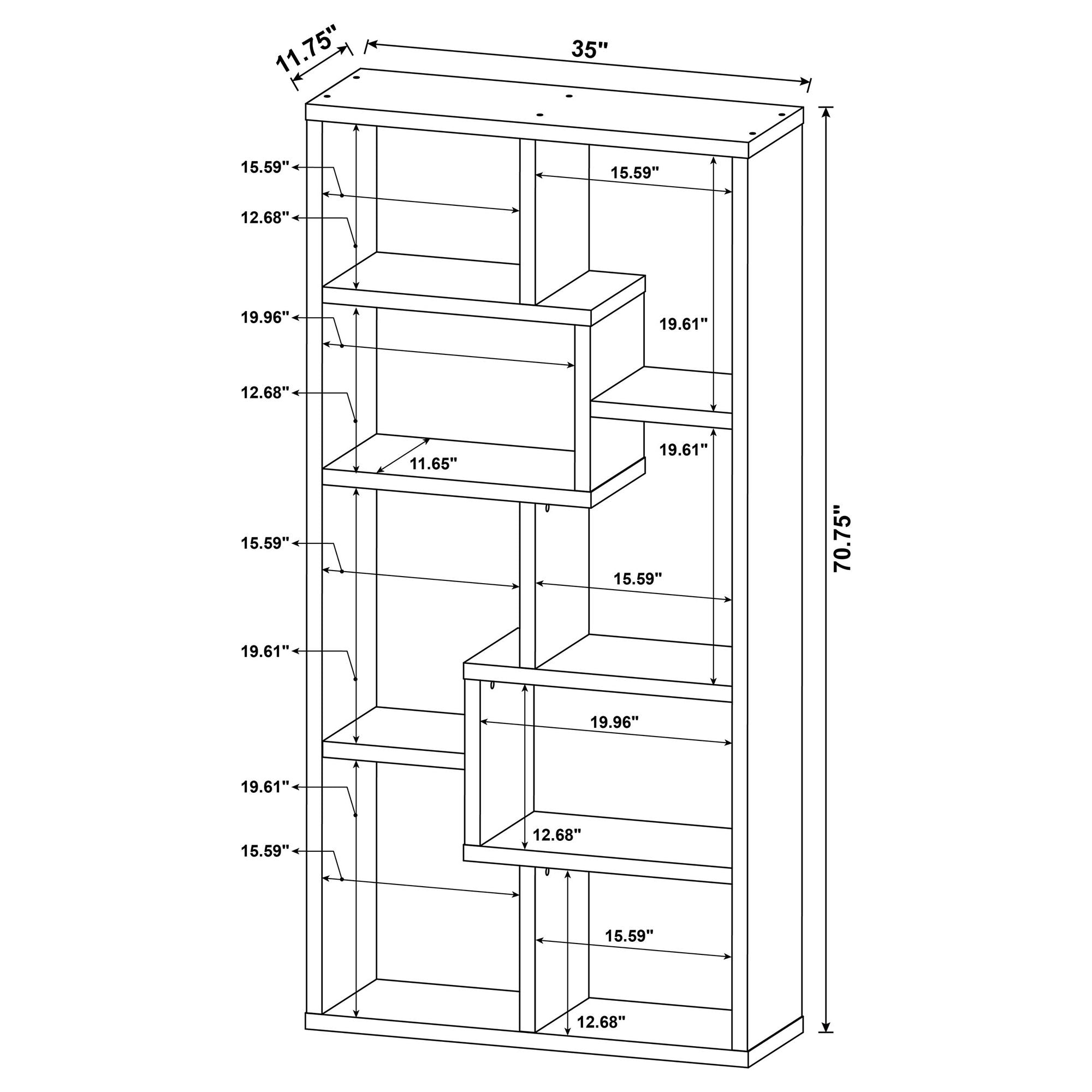 Geometric 10-Shelf Bookcase with Captivating Display