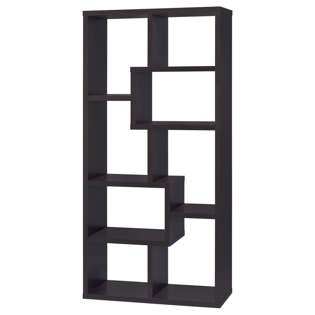 Geometric 10-Shelf Bookcase with Captivating Display