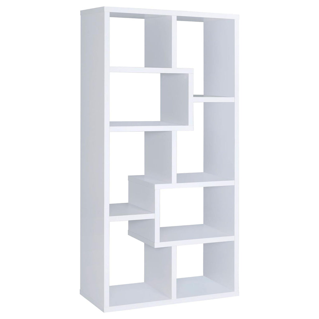8-Shelf Geometric Bookcase – Stylish Storage for Living Room or Library