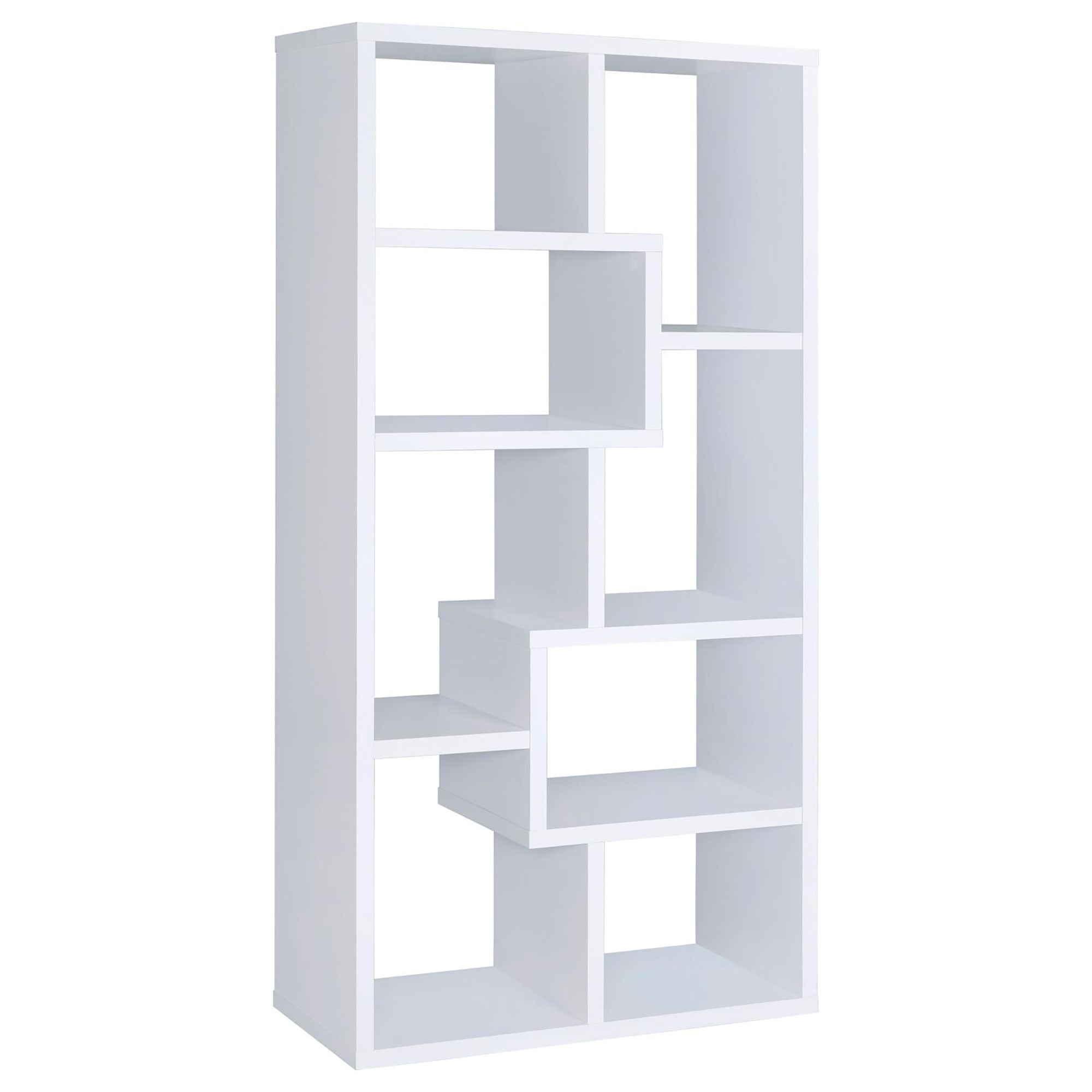 8-Shelf Geometric Bookcase – Stylish Storage for Living Room or Library