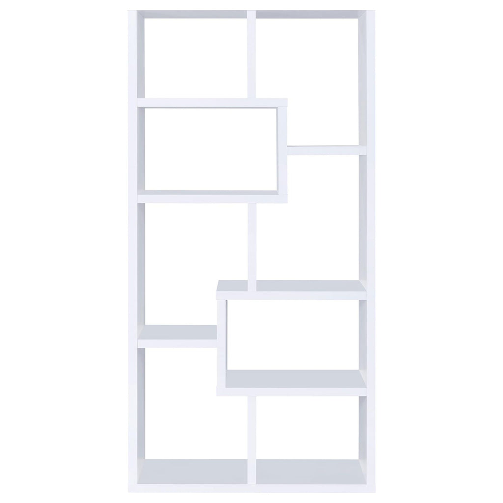 8-Shelf Geometric Bookcase – Stylish Storage for Living Room or Library
