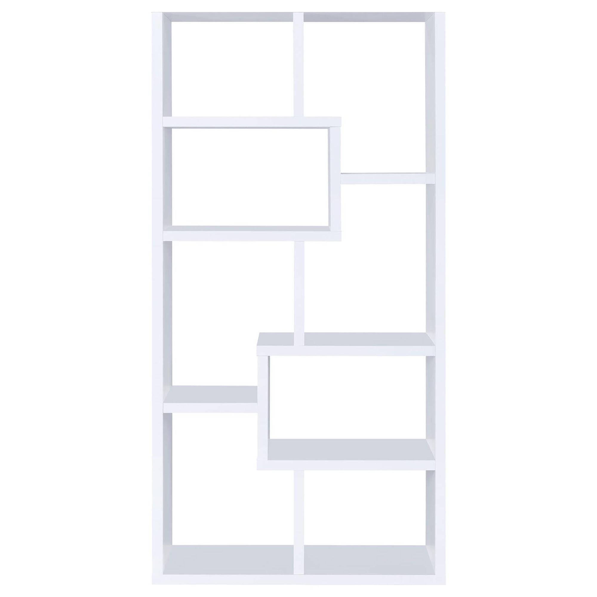 8-Shelf Geometric Bookcase – Stylish Storage for Living Room or Library