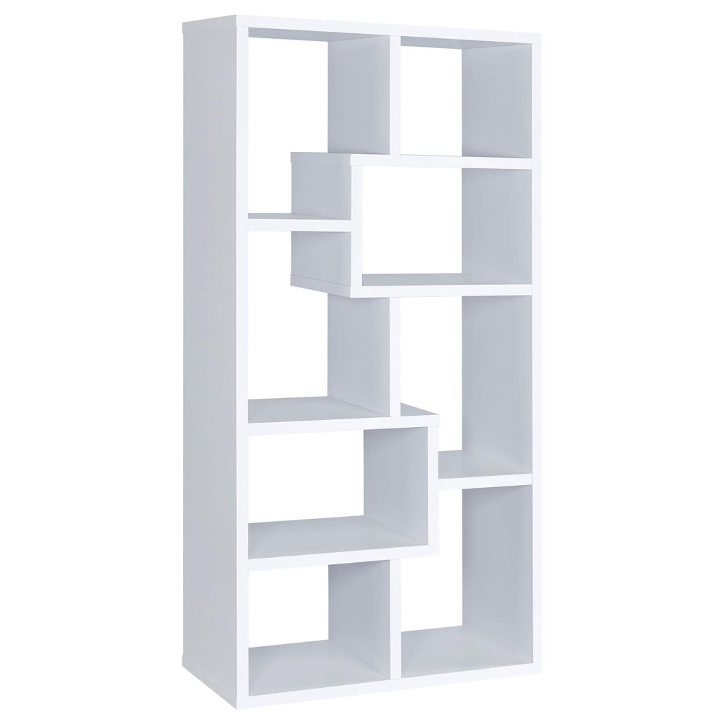 8-Shelf Geometric Bookcase – Stylish Storage for Living Room or Library