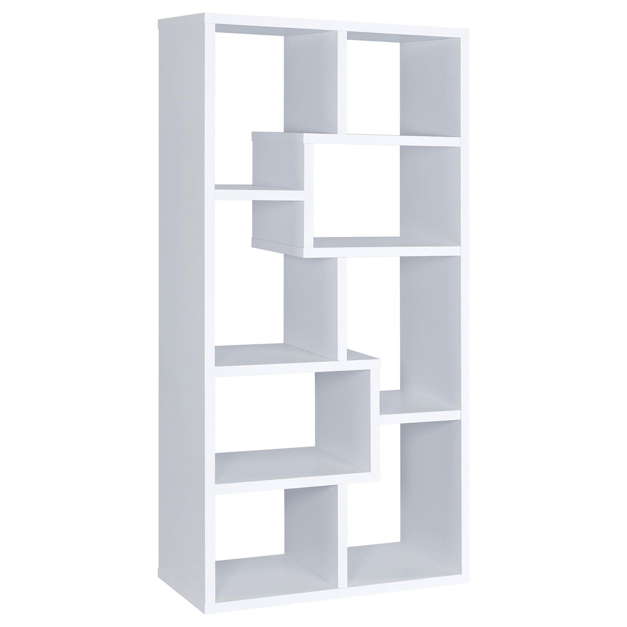 8-Shelf Geometric Bookcase – Stylish Storage for Living Room or Library