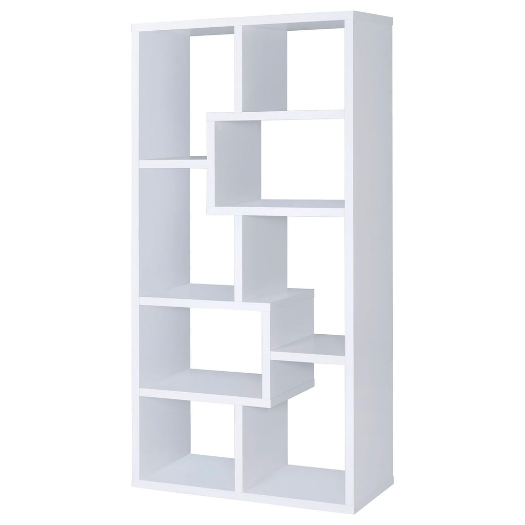 8-Shelf Geometric Bookcase – Stylish Storage for Living Room or Library