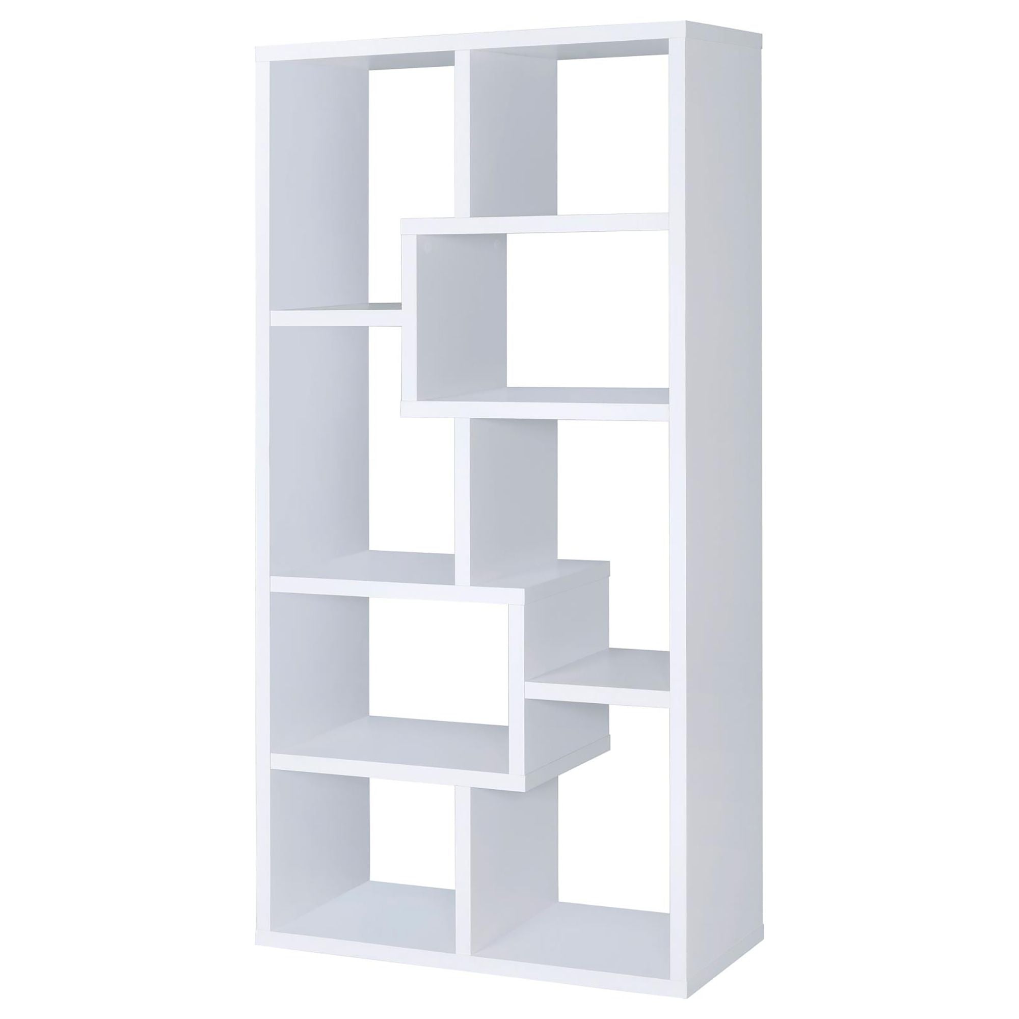 8-Shelf Geometric Bookcase – Stylish Storage for Living Room or Library