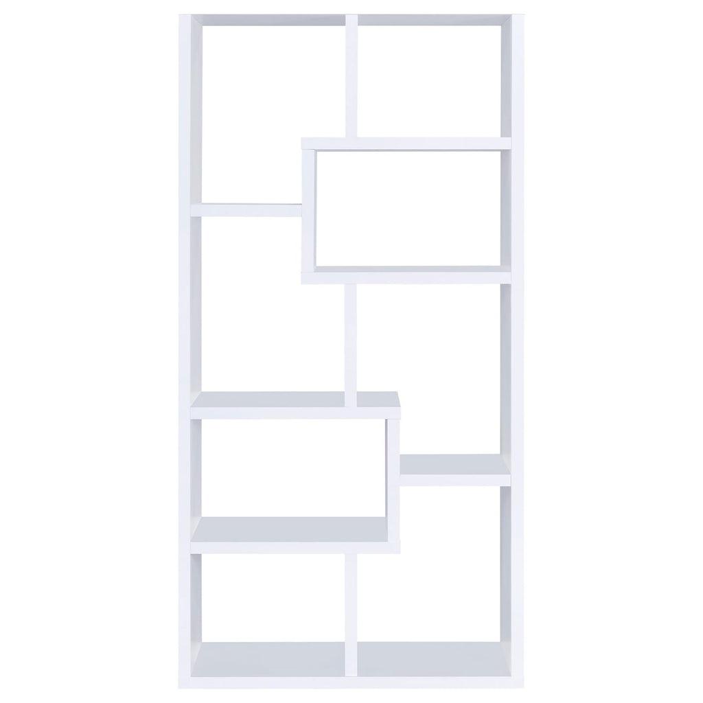 8-Shelf Geometric Bookcase – Stylish Storage for Living Room or Library