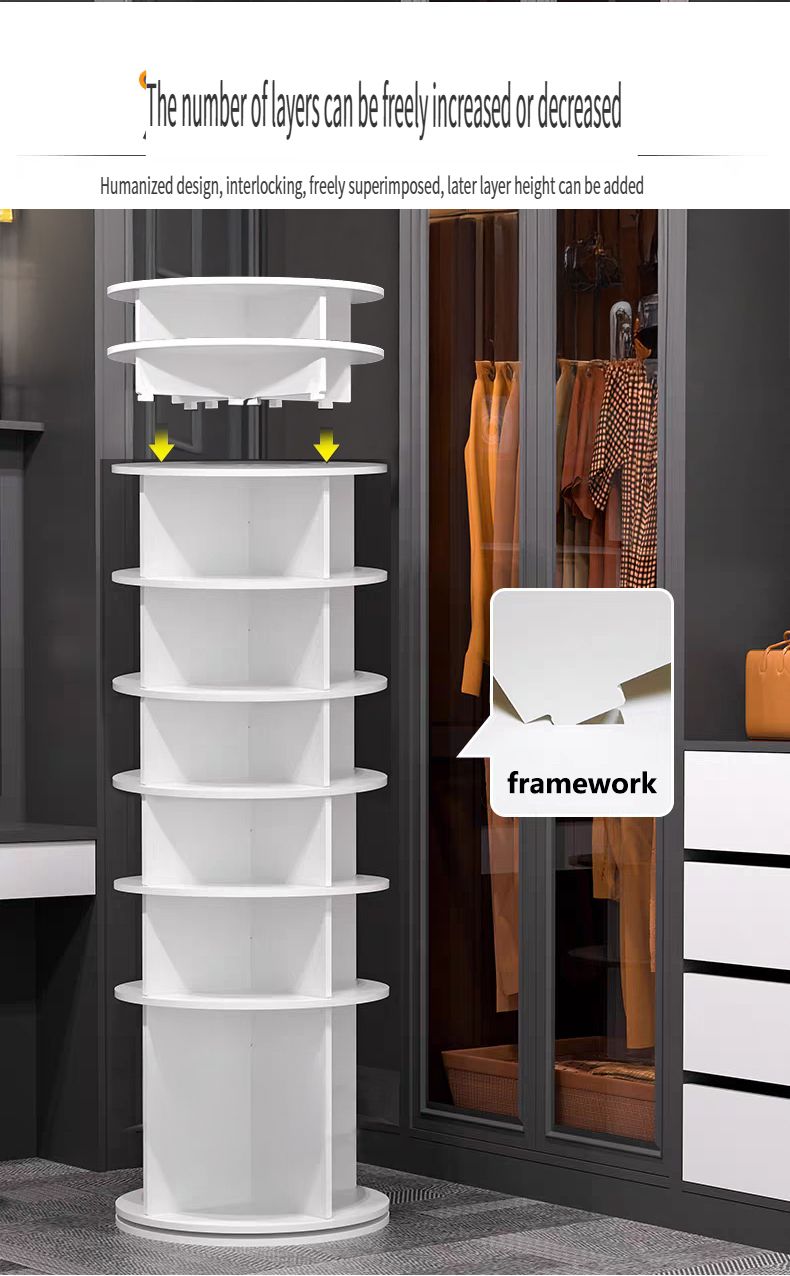 8-Tier Rotating Shoe Rack Tower – 360° Spinning Shoe Organizer