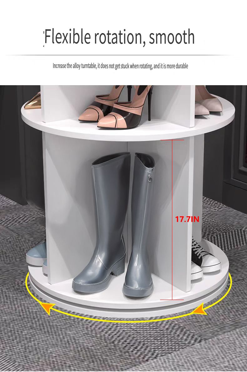 8-Tier Rotating Shoe Rack Tower – 360° Spinning Shoe Organizer