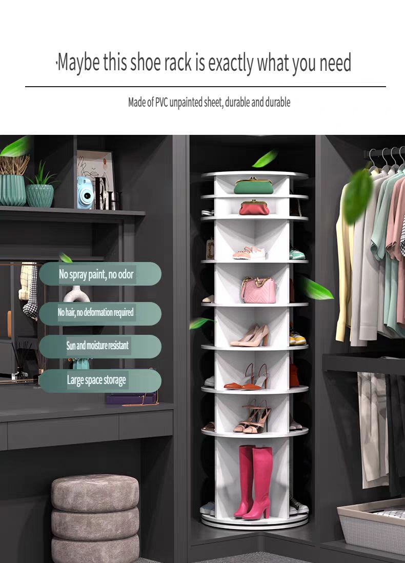 8-Tier Rotating Shoe Rack Tower – 360° Spinning Shoe Organizer