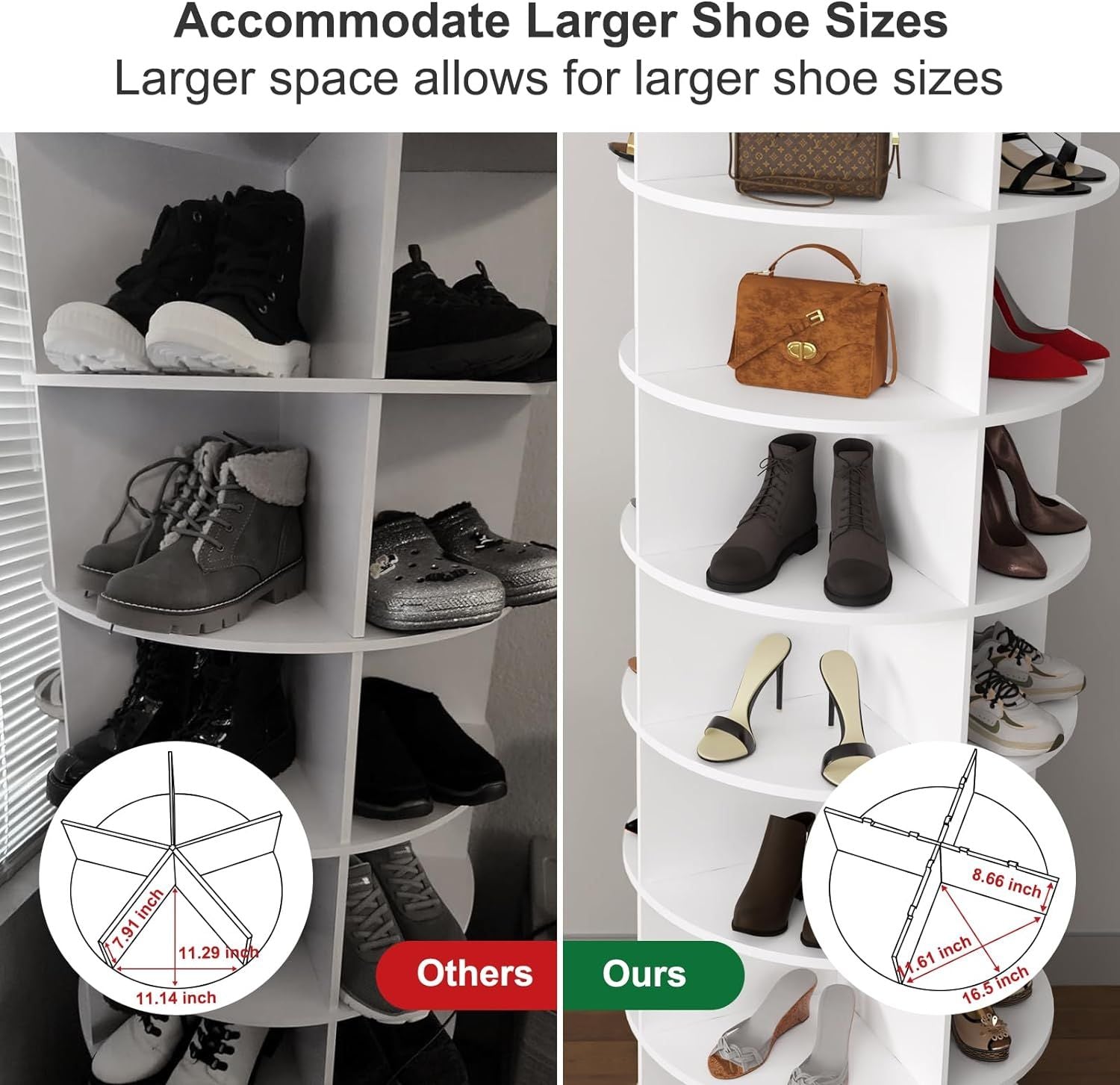 8-Tier Rotating Shoe Rack Tower – 360° Spinning Shoe Organizer