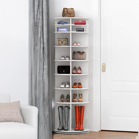 8-Tier Rotating Shoe Rack Tower – 360° Spinning Shoe Organizer