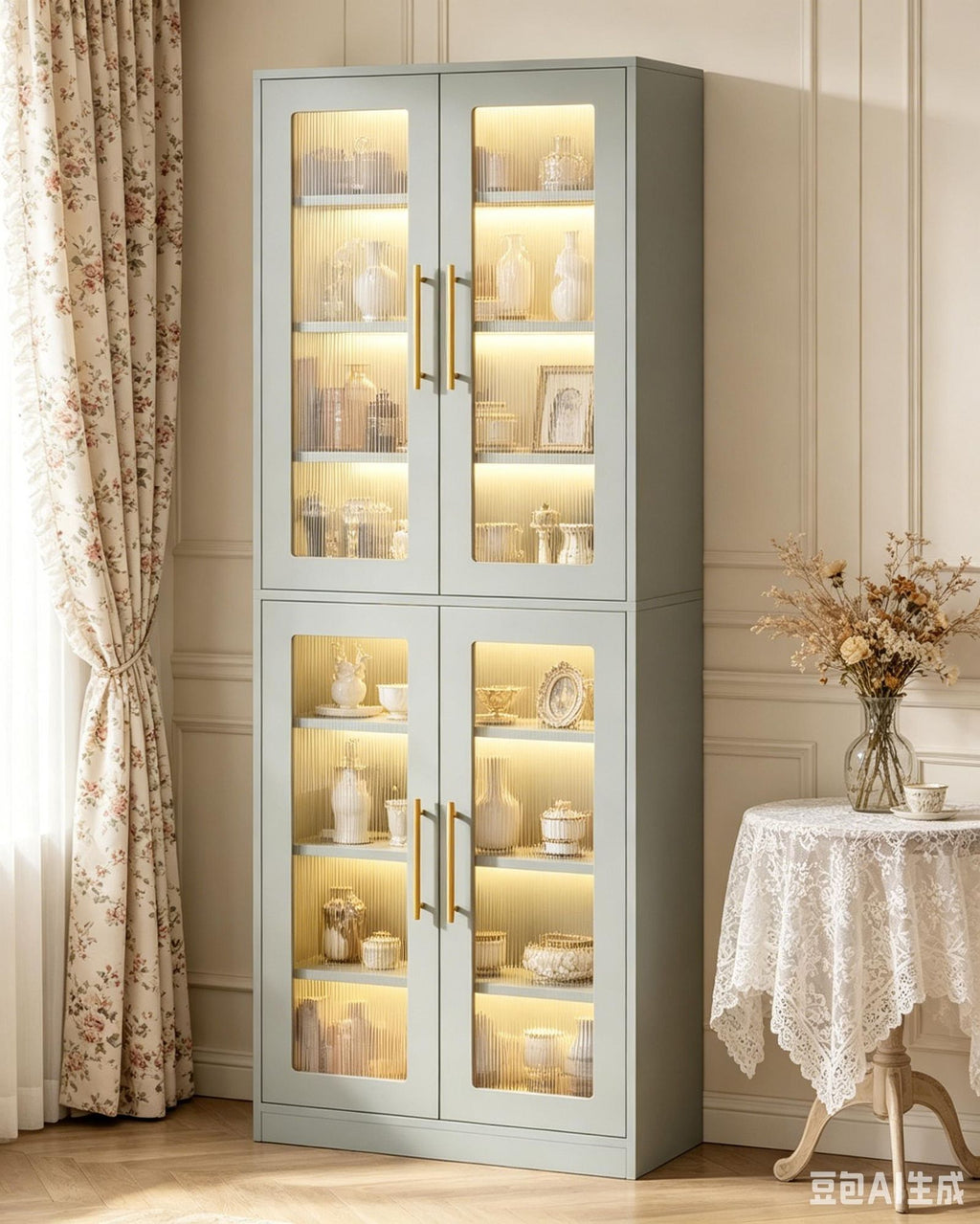 8-Tier Shoe Cabinet with Acrylic Doors and LED Lights