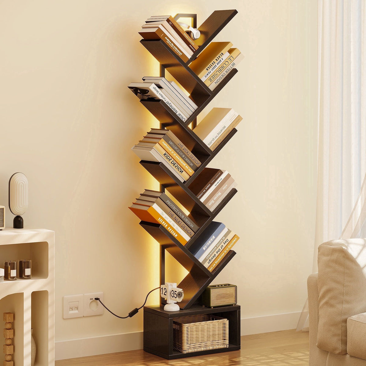 Tree Bookshelf with Smart RGB Lighting
