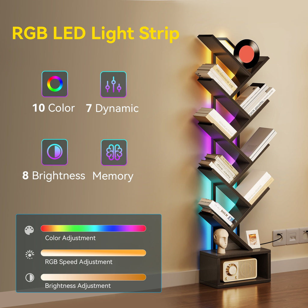 Tree Bookshelf with Smart RGB Lighting