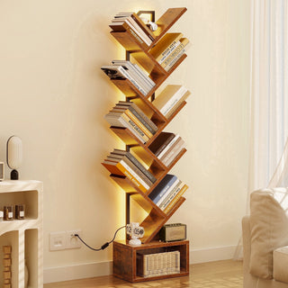 8-Tier Tree Bookshelf with Customizable RGB LED Lighting