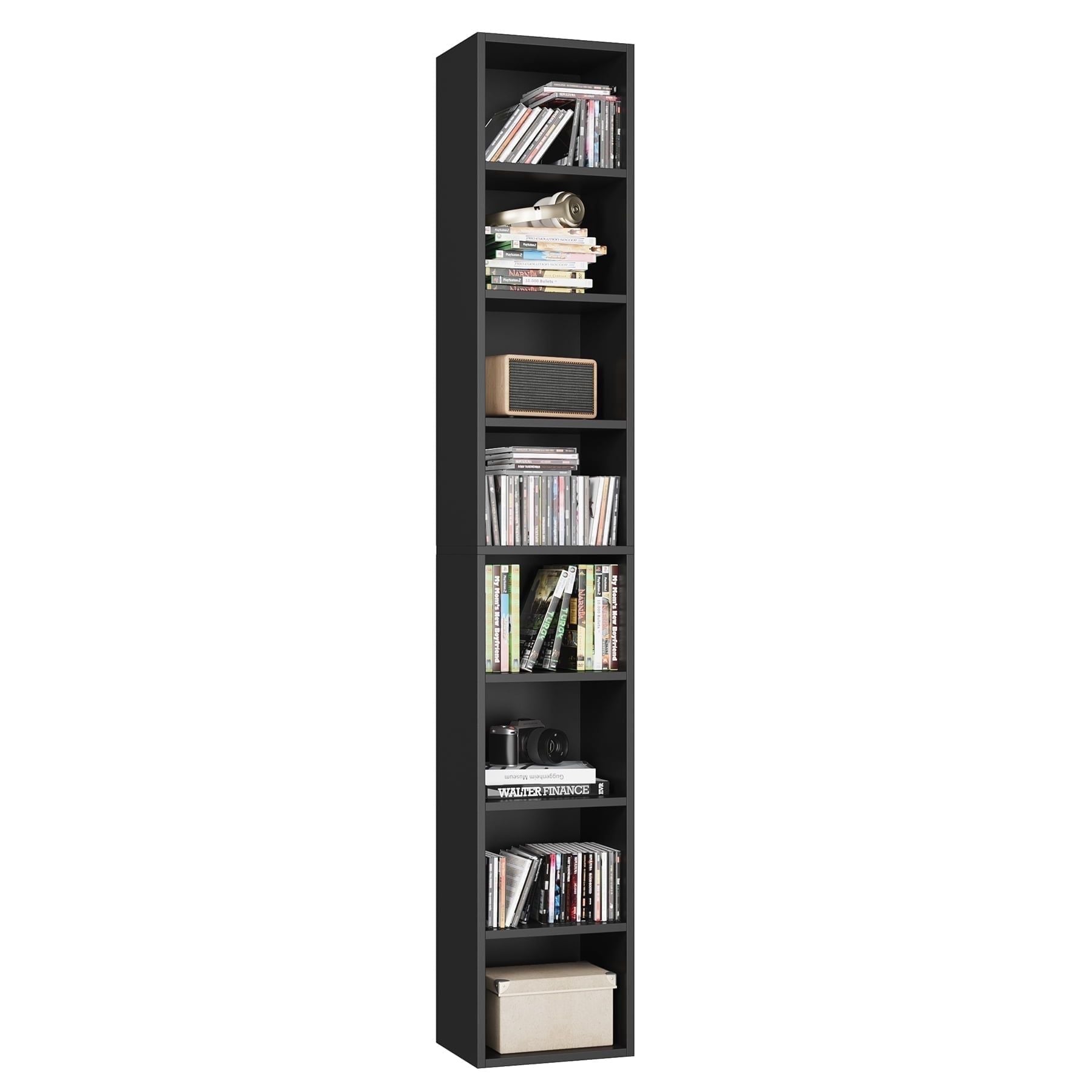 8-Tier Wood Bookcase with Adjustable Shelves – Space-Saving Design