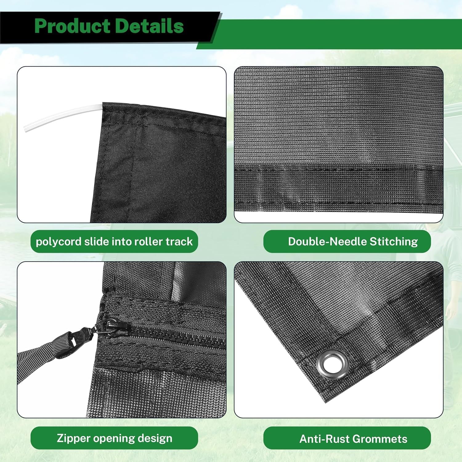 8' x 10'3" RV Sunshade Screen with Zipper