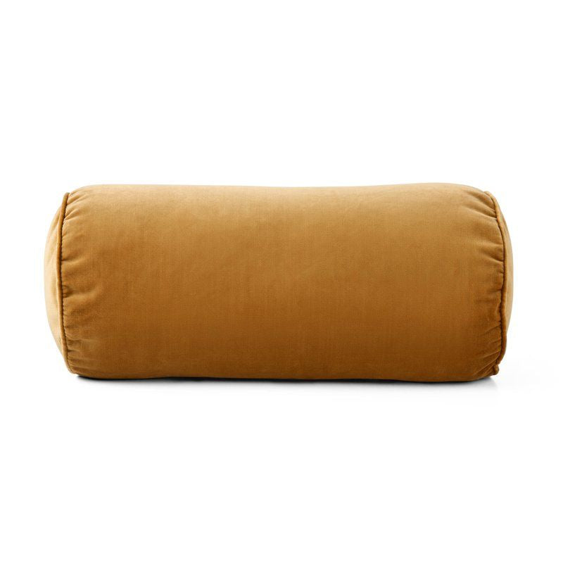 Refined Slub Velvet Bolster Pillow in Trailblazer Brown