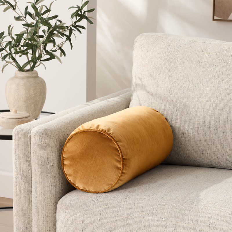 Refined Slub Velvet Bolster Pillow in Trailblazer Brown
