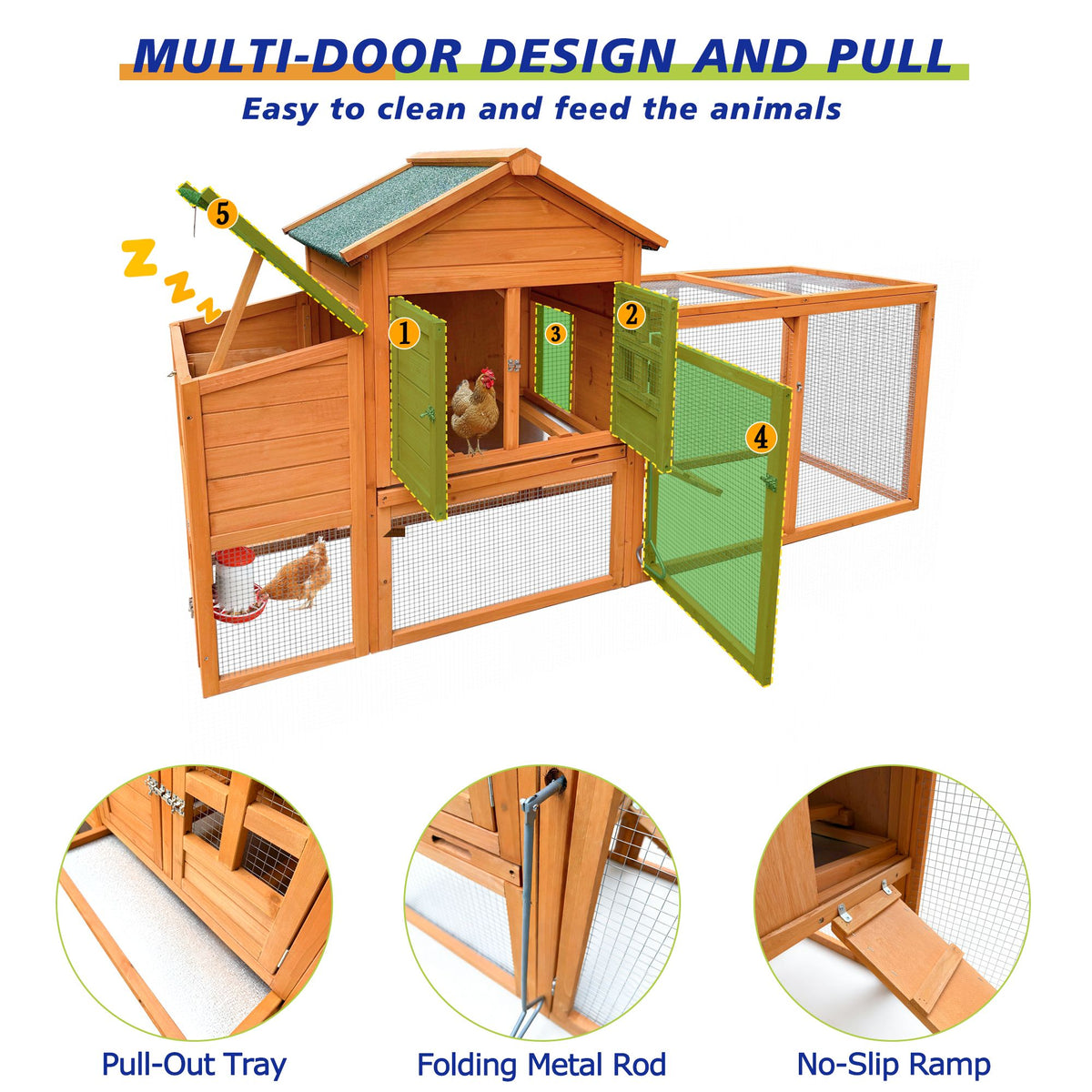 Outdoor Chicken Coop with Nest Box and Removable Tray