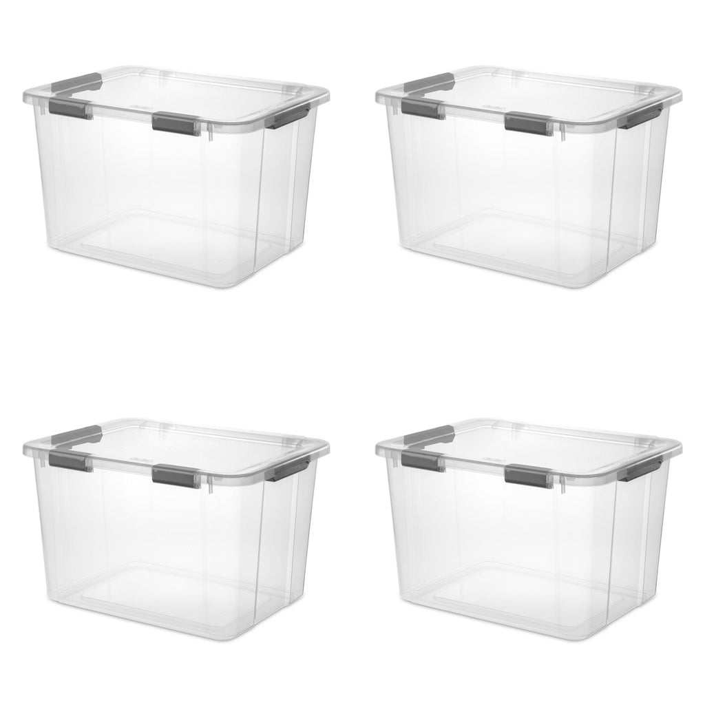 Clear Hinged-Lid Storage Bins with Secure Latches