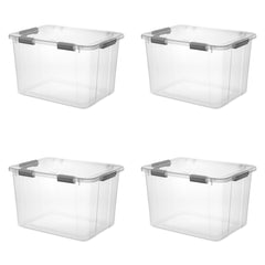 Clear Hinged-Lid Storage Bins with Secure Latches