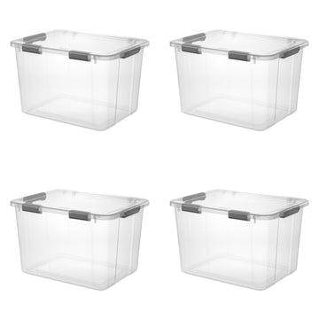 Clear Hinged-Lid Storage Bins with Secure Latches