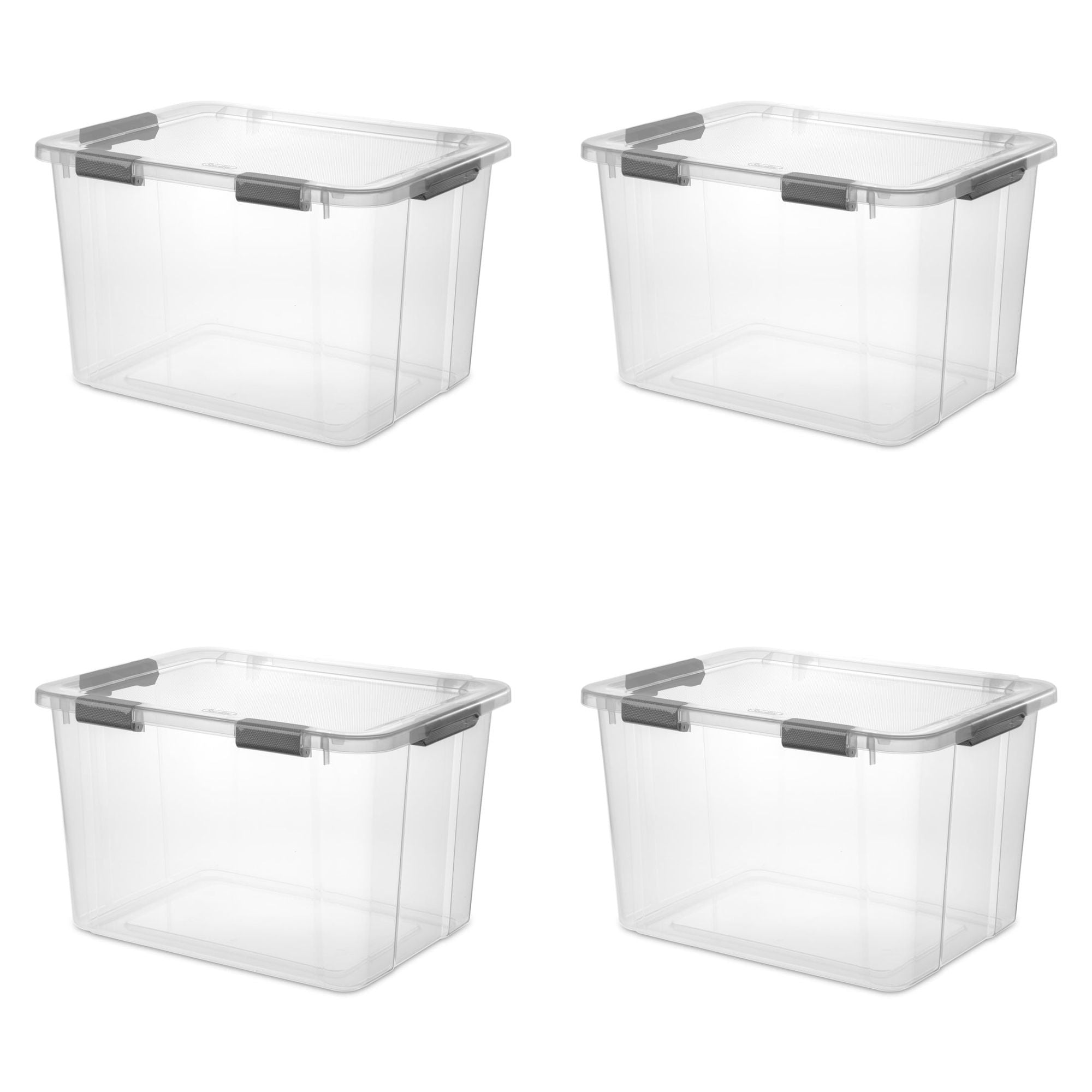 Clear Hinged-Lid Storage Bins with Secure Latches