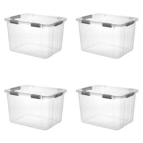Clear Hinged-Lid Storage Bins with Secure Latches