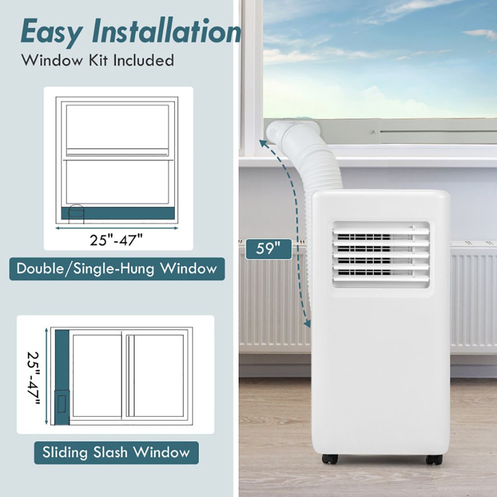 8000 BTU Portable Air Conditioner with 3-in-1 Operation and Remote Control