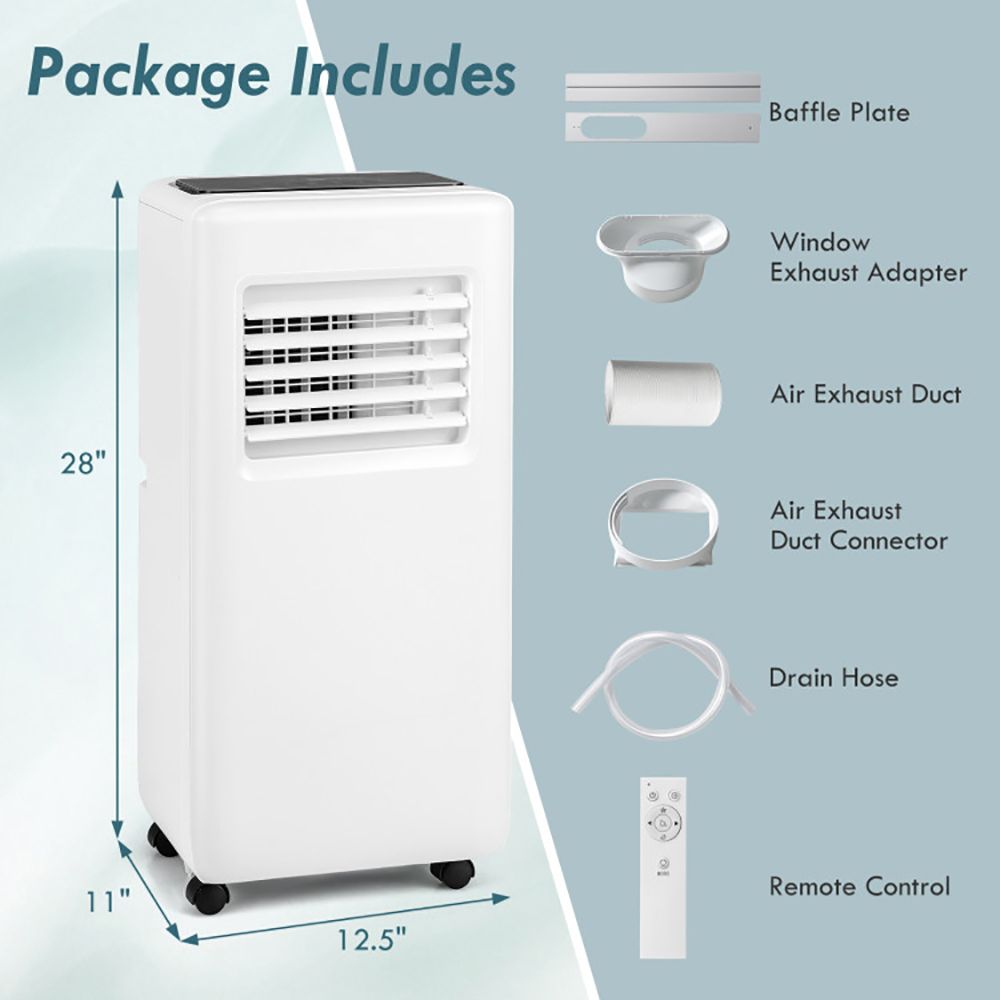 8000 BTU Portable Air Conditioner with 3-in-1 Operation and Remote Control