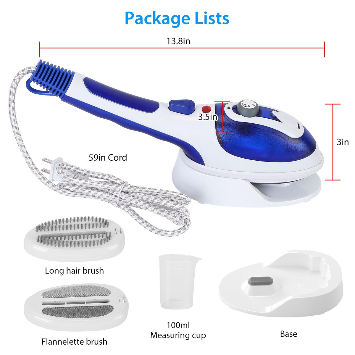 Adjustable Handheld Garment Steamer for Flat or Hanging Care