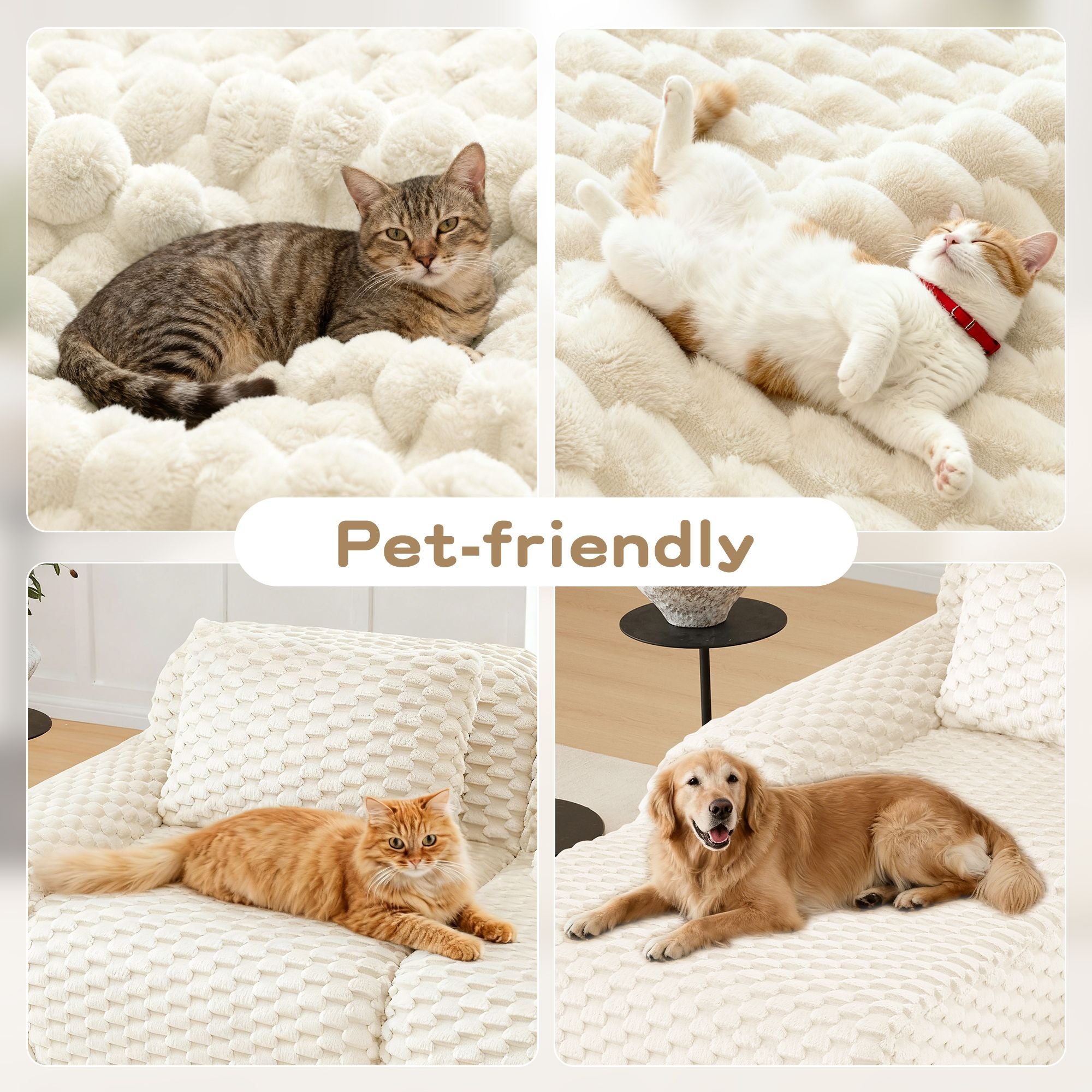 Cream Modular Sofa with Flexible, Assembly-Free Setup