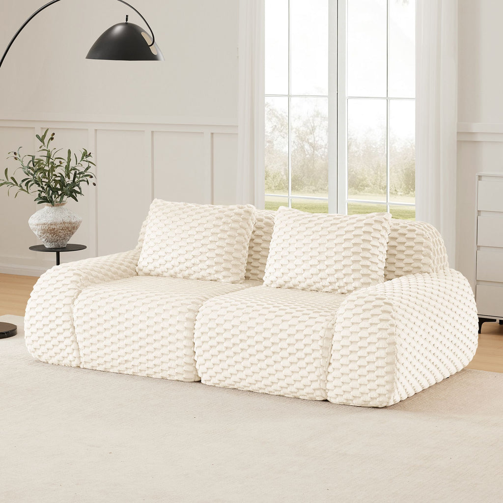 Cream Modular Sofa with Flexible, Assembly-Free Setup