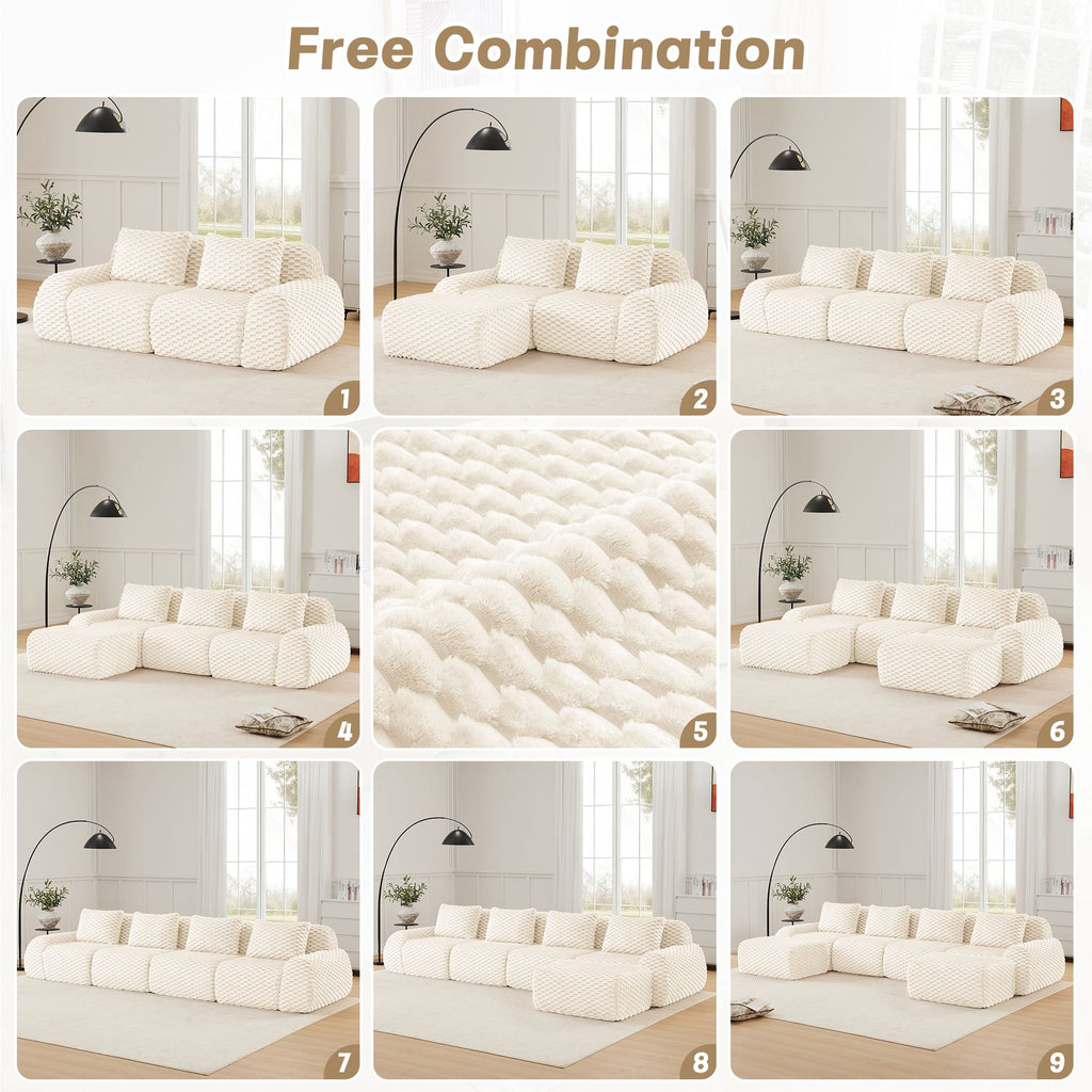 Cream Modular Sofa with Flexible, Assembly-Free Setup