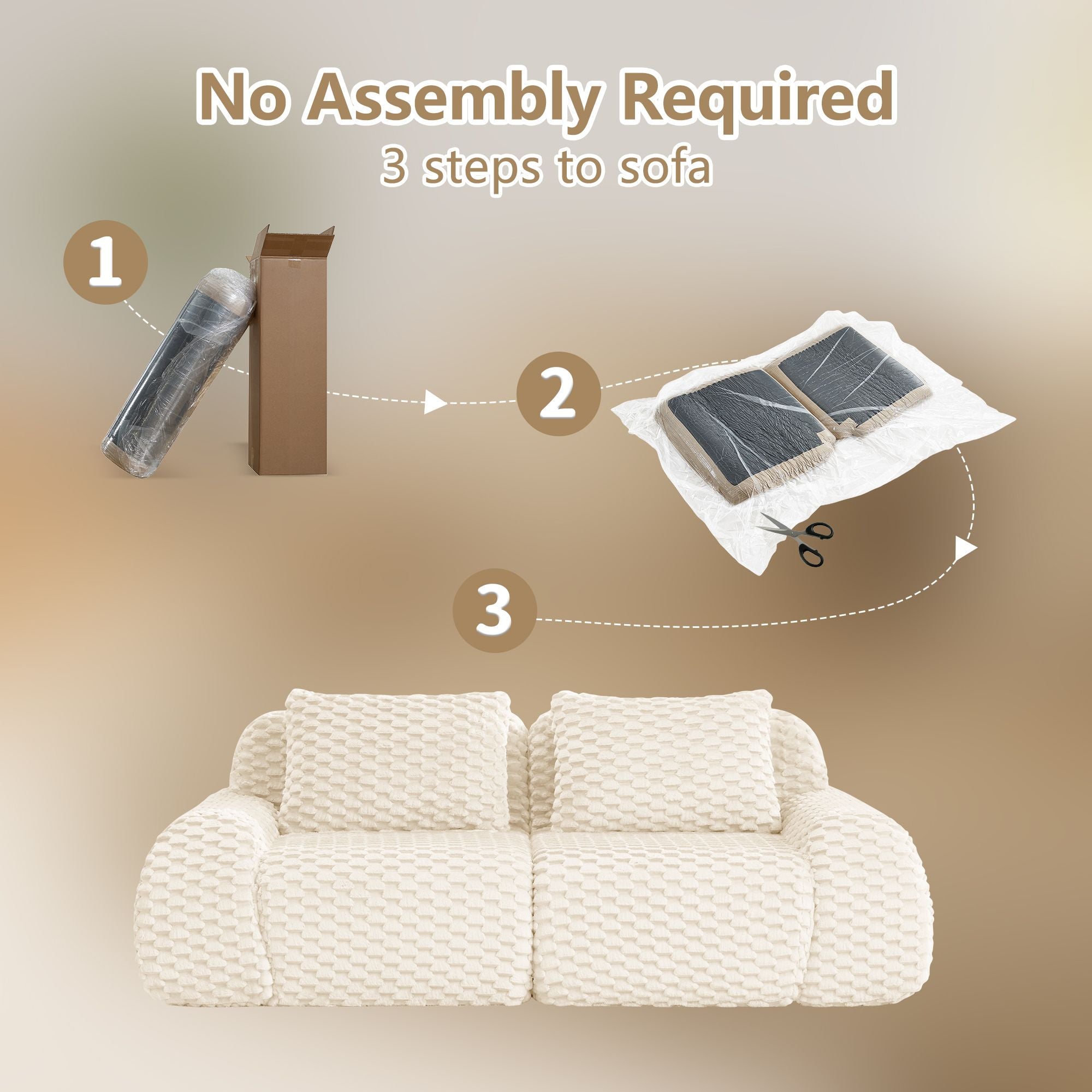 Cream Modular Sofa with Flexible, Assembly-Free Setup
