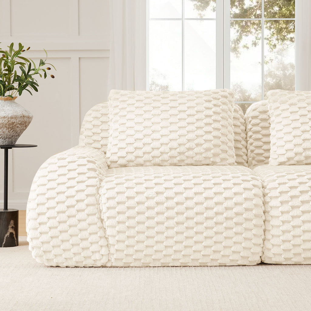 Cream Modular Sofa with Flexible, Assembly-Free Setup