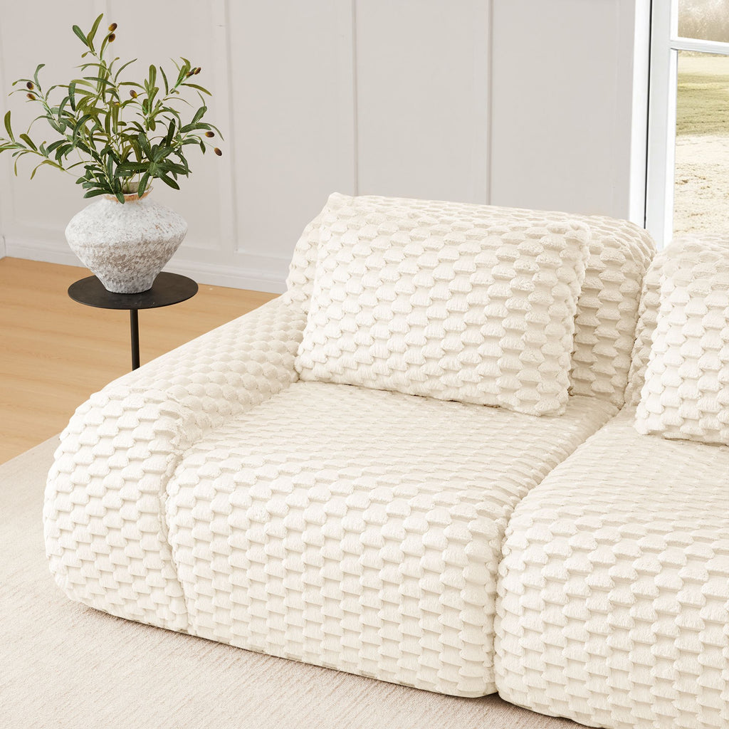 Cream Modular Sofa with Flexible, Assembly-Free Setup