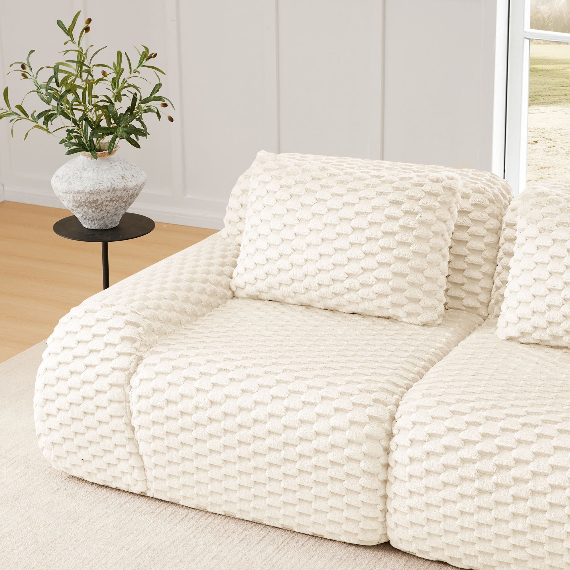 Cream Modular Sofa with Flexible, Assembly-Free Setup