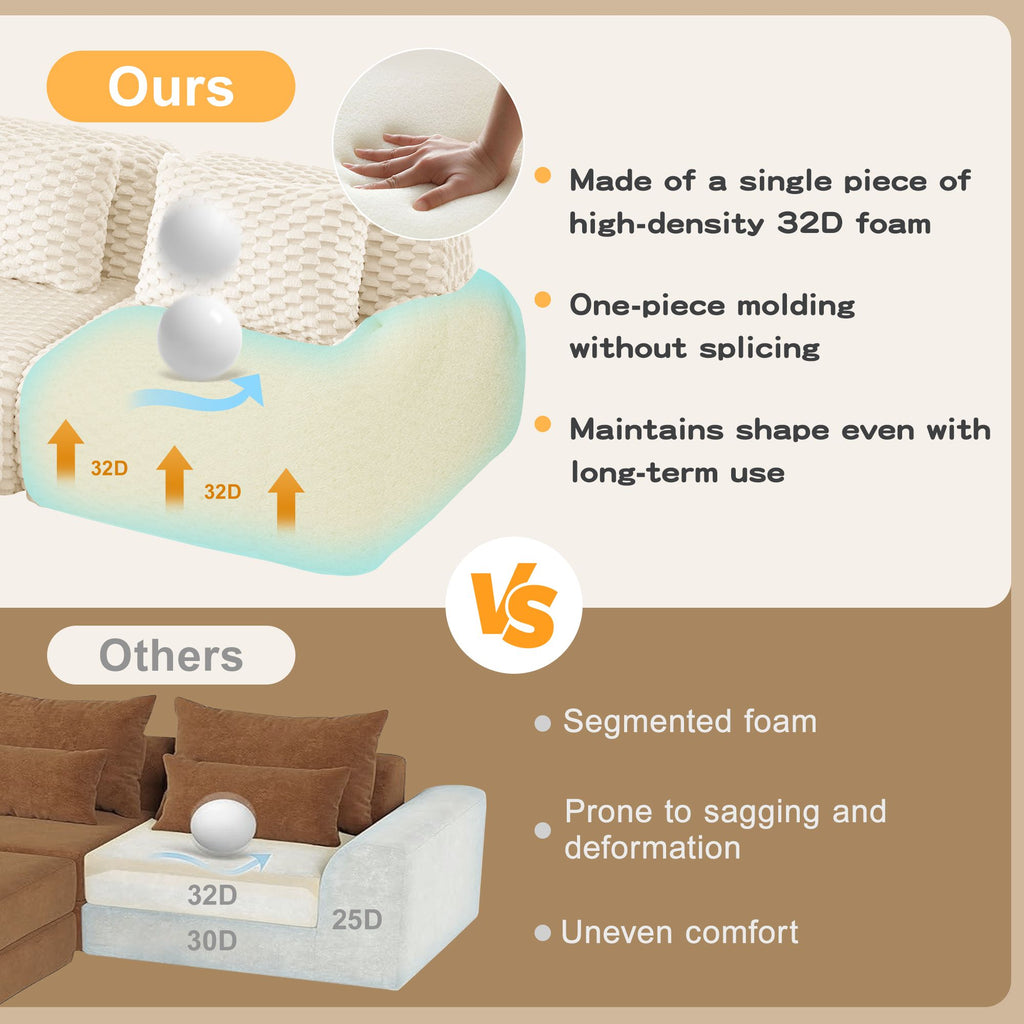 Cream Modular Sofa with Flexible, Assembly-Free Setup