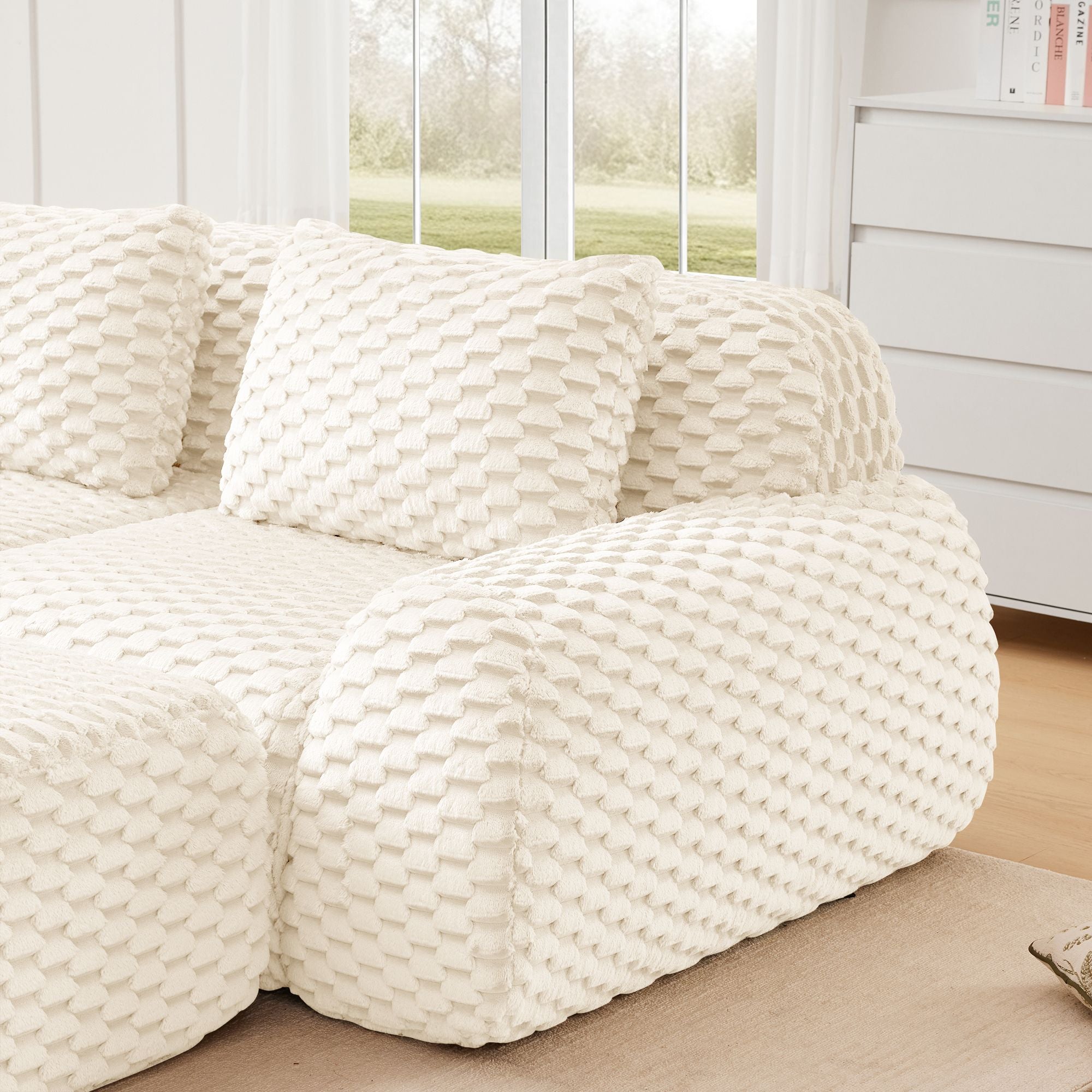 Cream Modular Sofa with Flexible, Assembly-Free Setup
