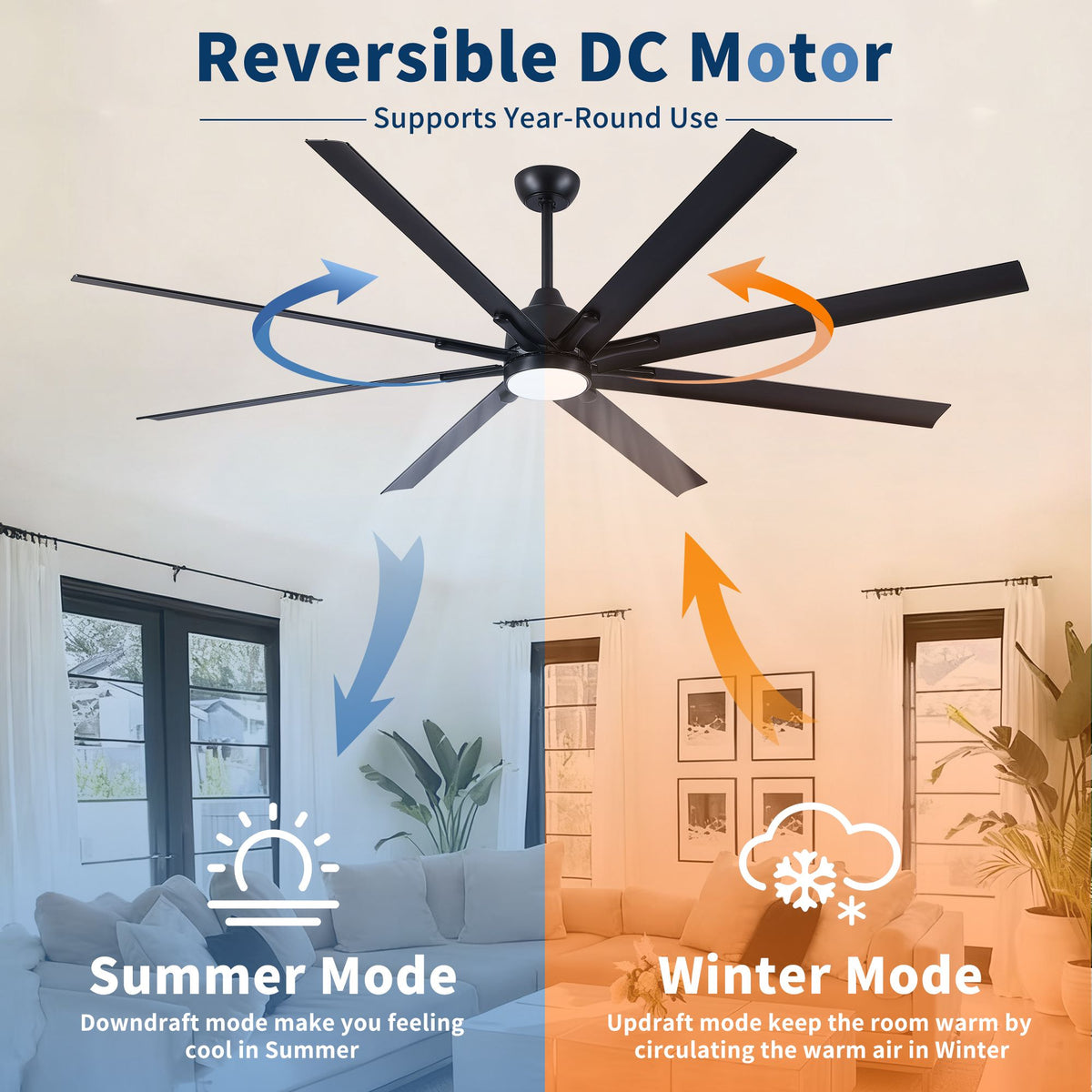Farmhouse Smart Ceiling Fan with Integrated LED Light