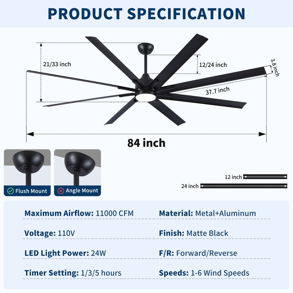 Farmhouse Smart Ceiling Fan with Integrated LED Light